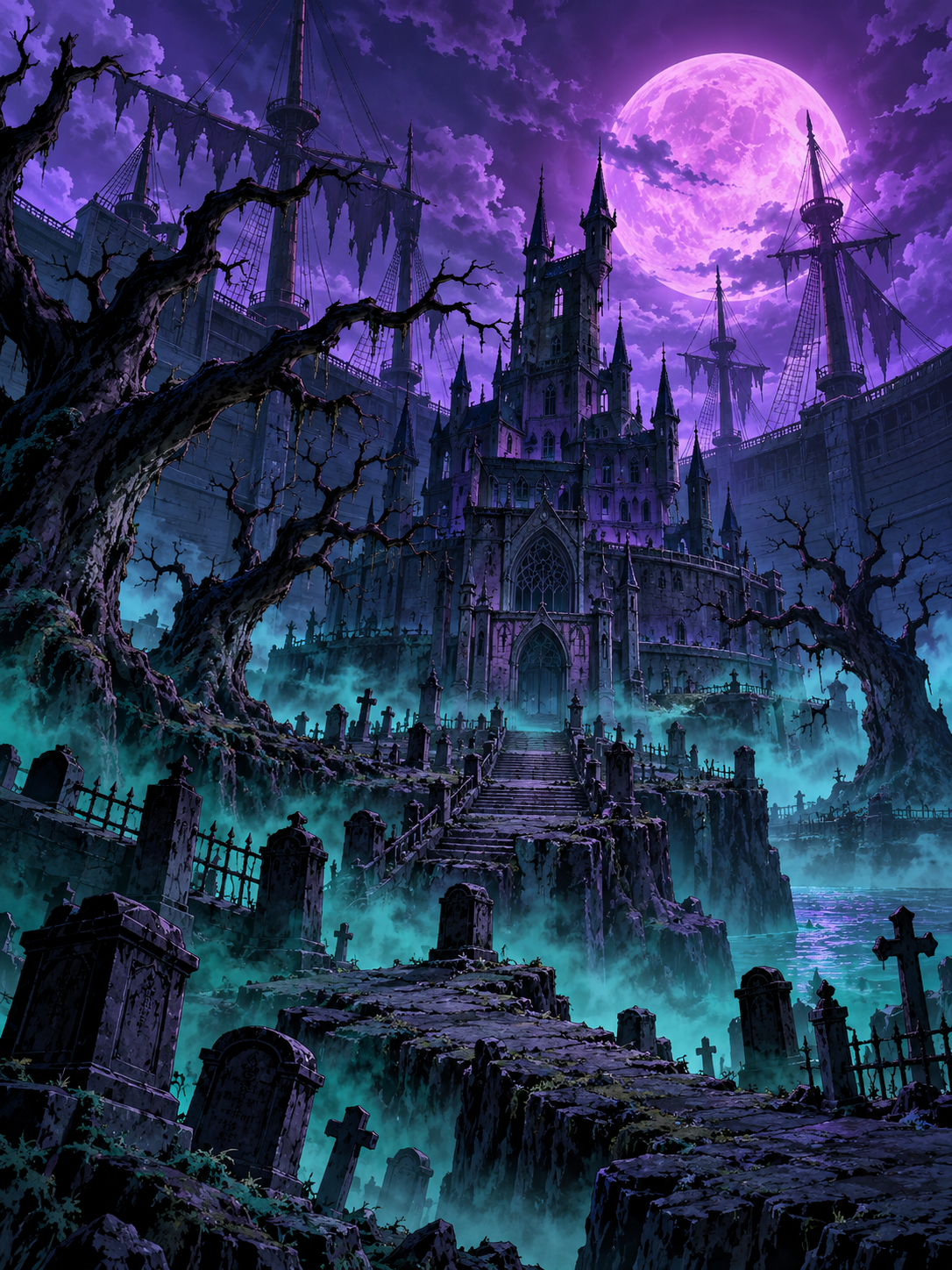 Gothic Castle Under a Purple Moon - Air Freshener
