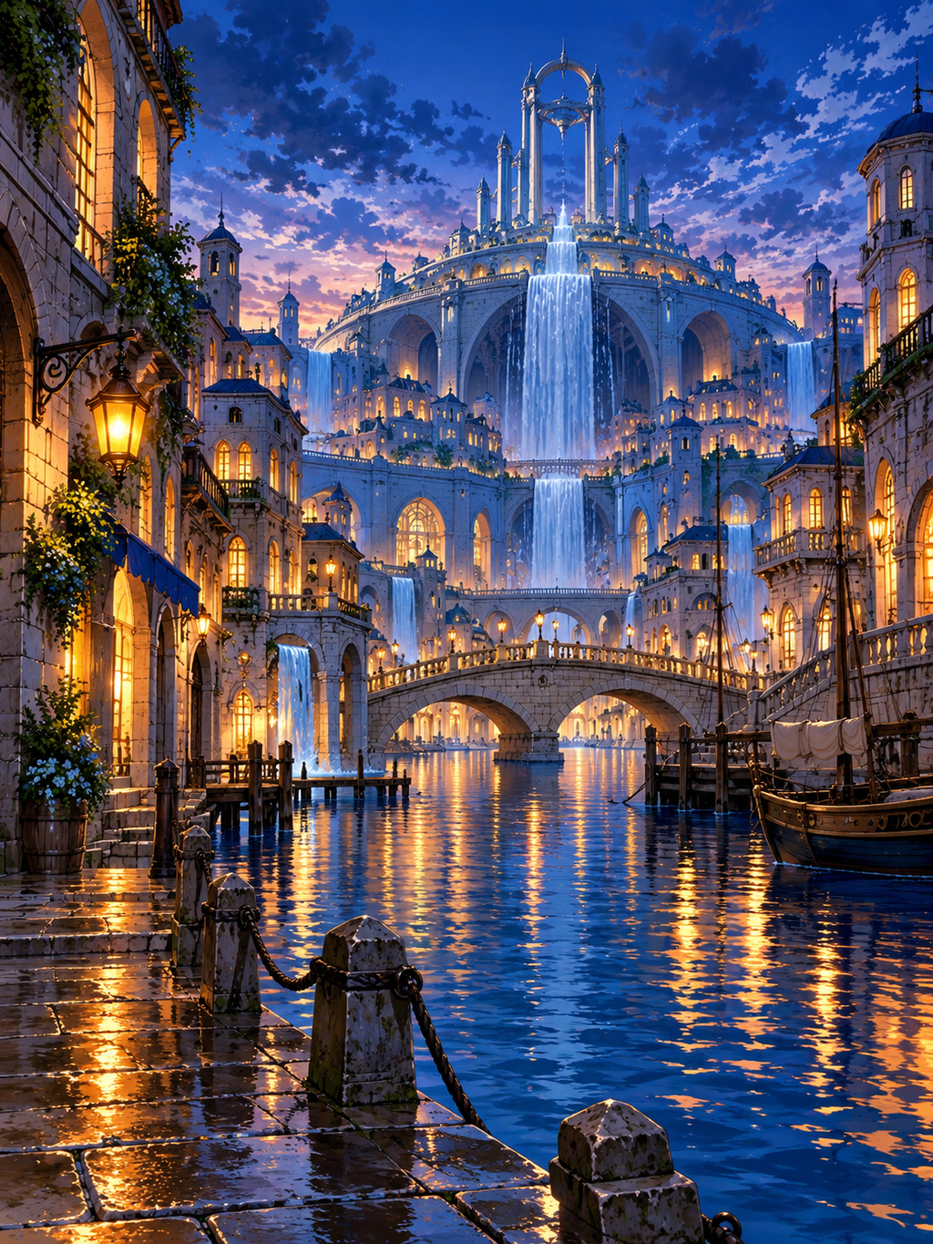 Lantern Lit Canal and Fountain - Air Freshener