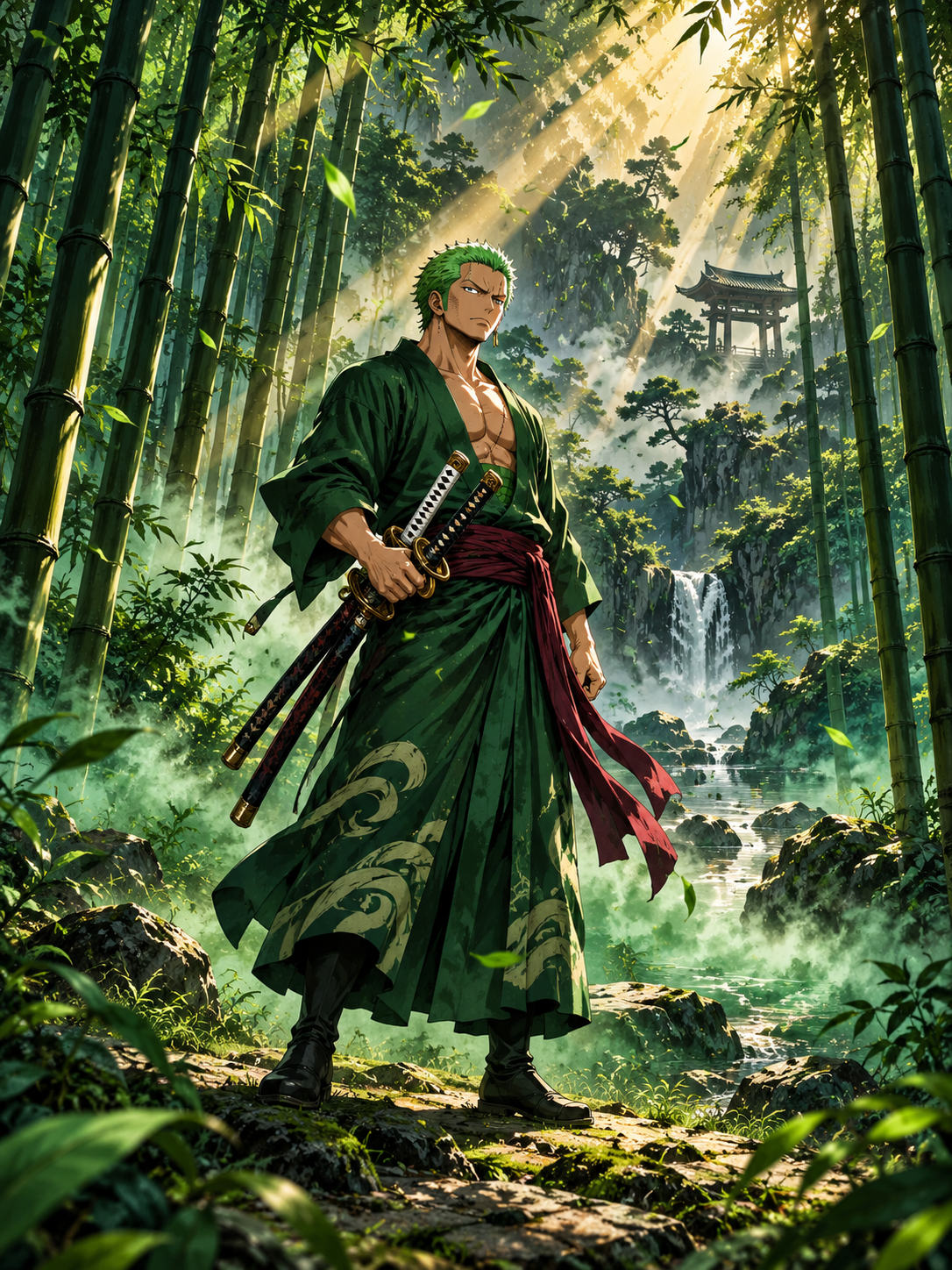 Zoro in the Sunlit Bamboo Forest - Air Freshener