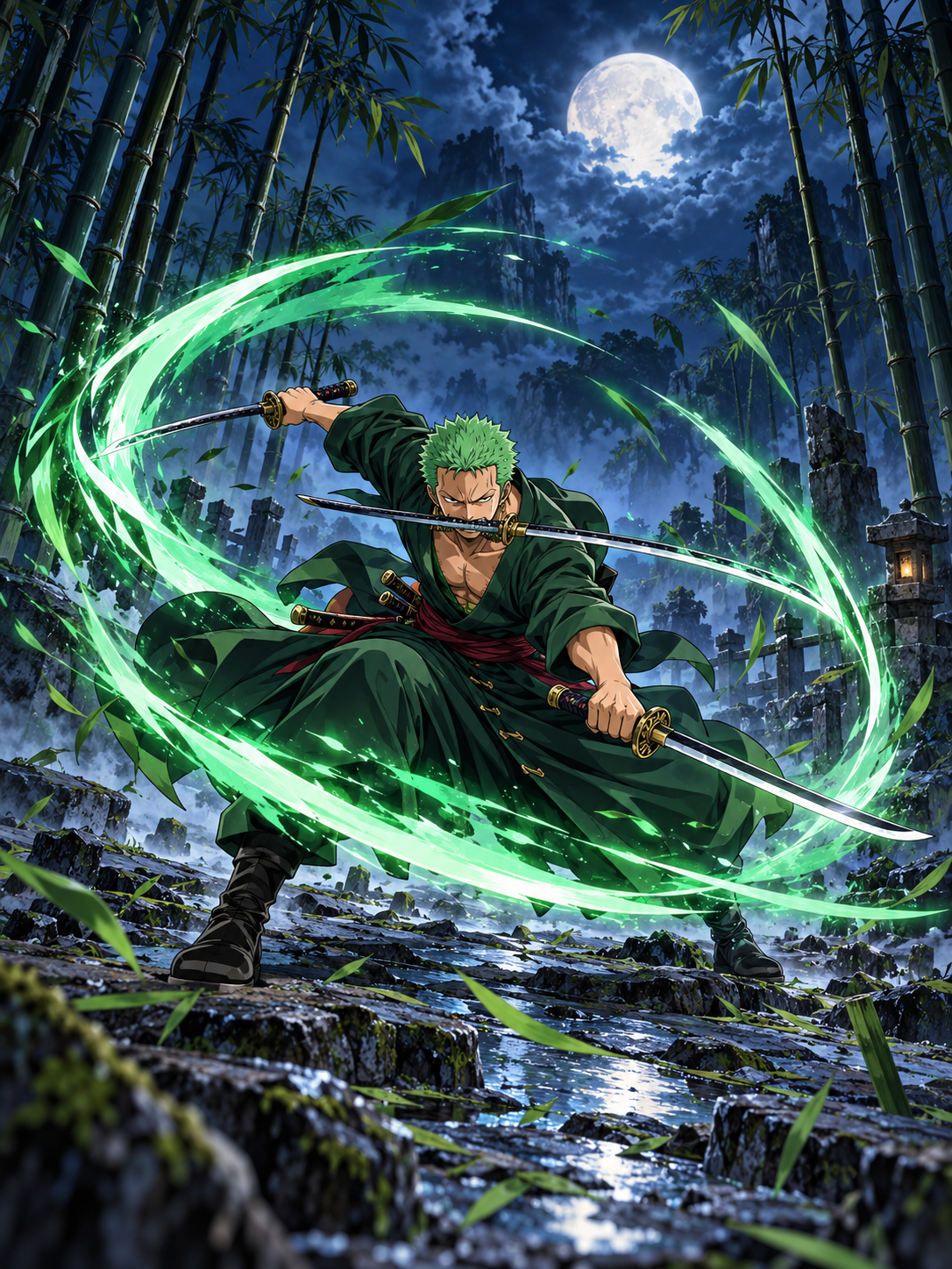 Zoro's Emerald Blades Under the Moon - Air Freshener